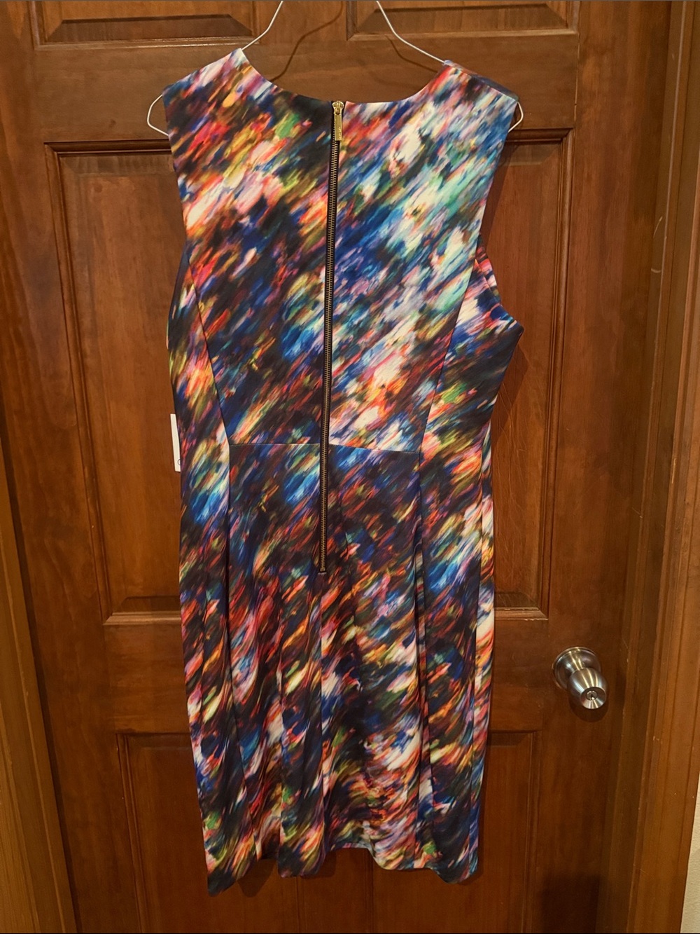 Multicolor Calvin Klein Abstract Print Sleeveless Sheath Dress - Picture 6 of 8